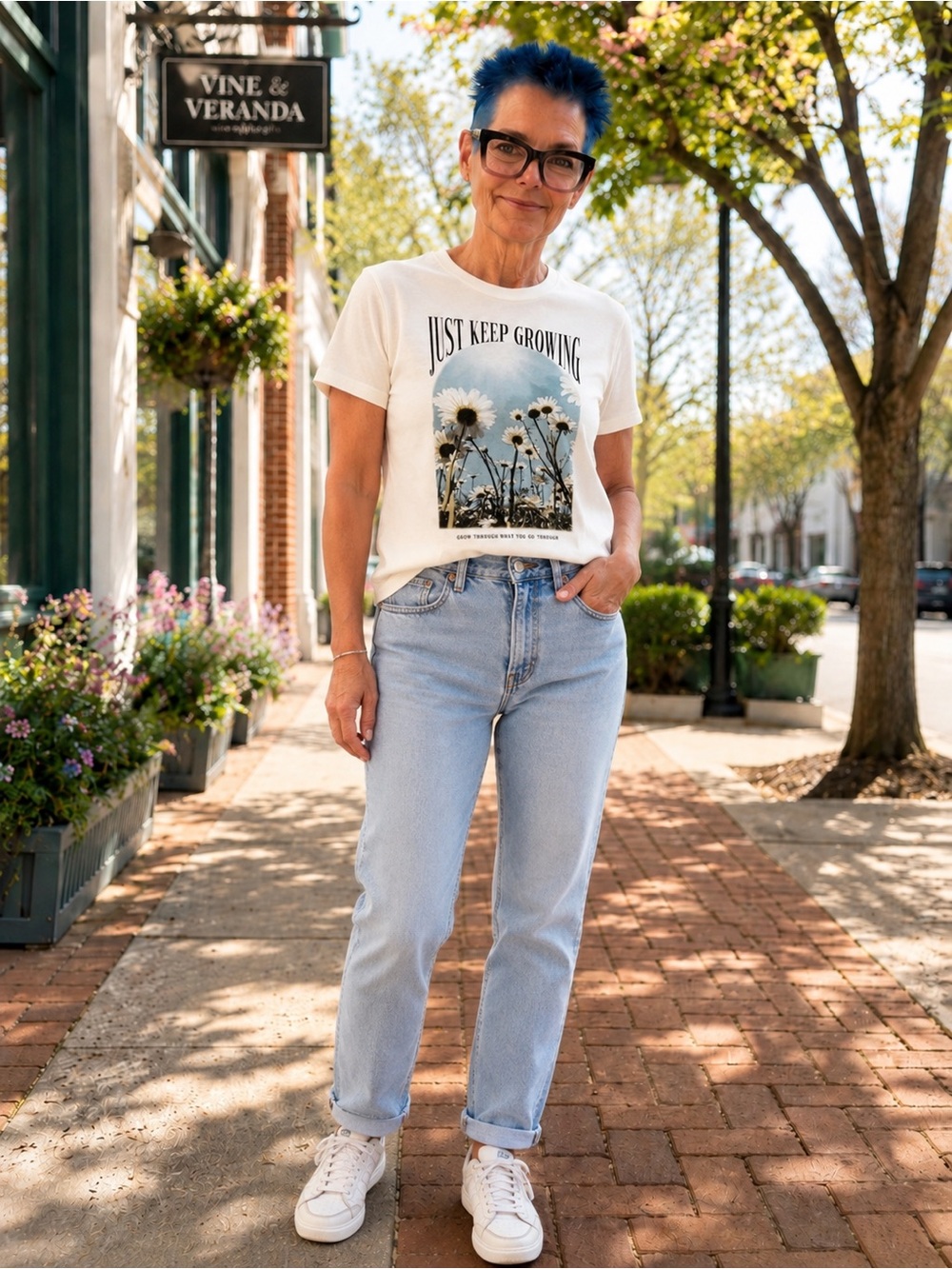 Rebellious One Just Keep Growing Daisy Graphic Tee XS